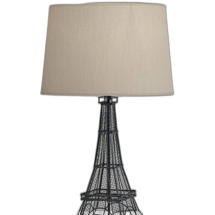 25" Black Acrylic Paris Desk Table Lamp With White Drum Shade