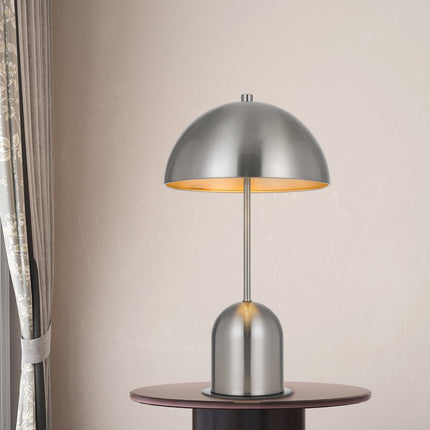 20" Nickel Metal Desk Table Lamp With Nickel Dome Shade