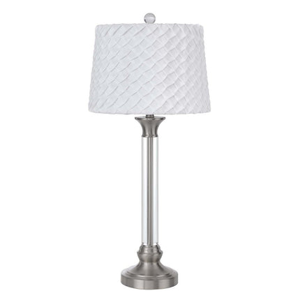 32" Nickel Metal Table Lamp With White Empire Shade