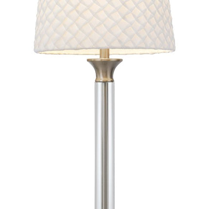 32" Nickel Metal Table Lamp With White Empire Shade