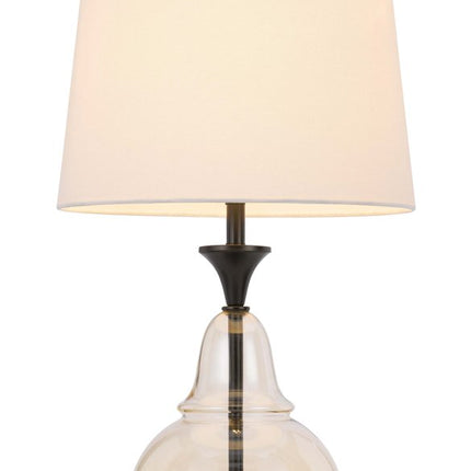 28" Clear Metal Table Lamp With White Empire Shade