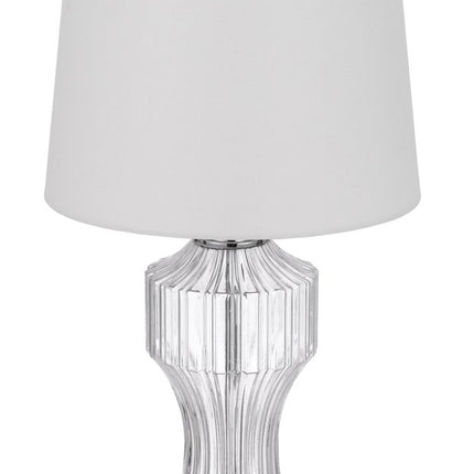 26" Clear Glass Table Lamp With White Empire Shade