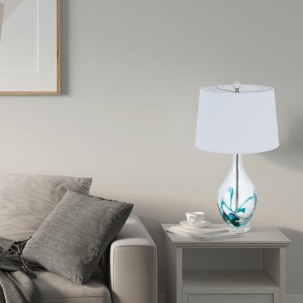 27" Clear Glass Table Lamp With White Empire Shade