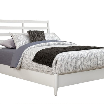 White Slat Back Solid Wood Queen Bed Frame