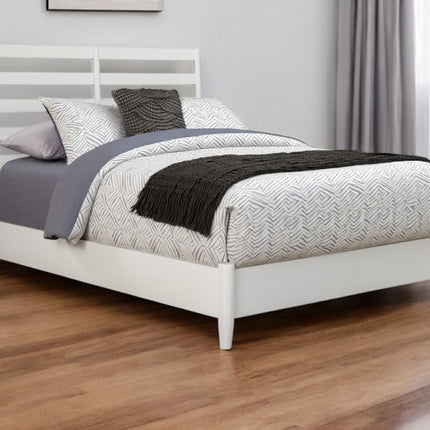 White Slat Back Solid Wood California King Bed Frame
