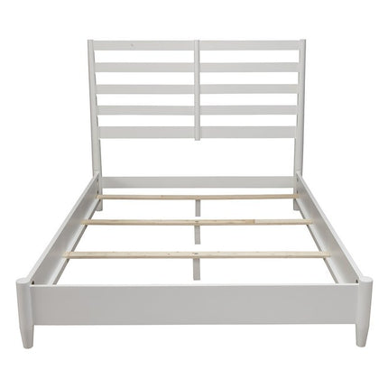 White Slat Back Solid Wood King Bed Frame