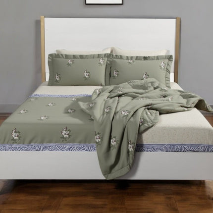 Natural and White Solid Wood And Upholstery California King Bed Frame