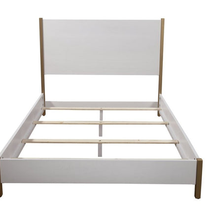Natural and White Solid Wood And Upholstery California King Bed Frame