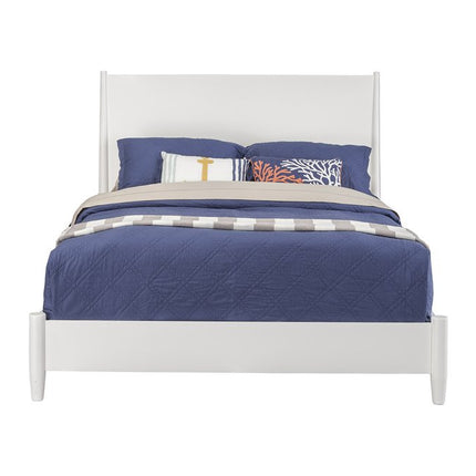 White Solid Wood King Bed Frame