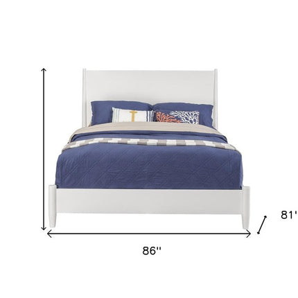White Solid Wood King Bed Frame