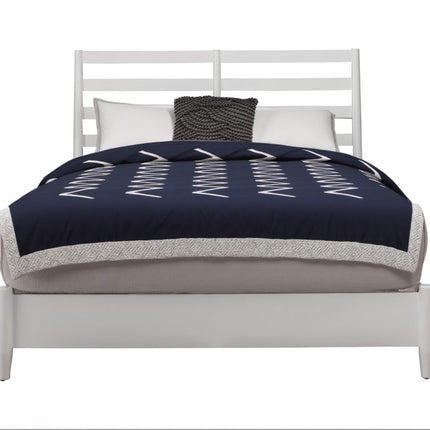 White Slat Back Solid Wood Full Bed Frame