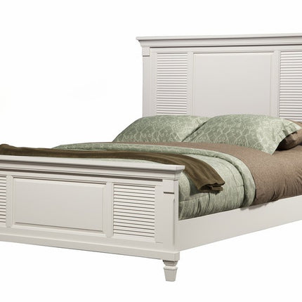 White Ribbed Texture Solid Wood California King Bed Frame