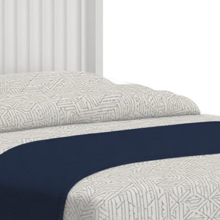 White Ribbed Texture Solid Wood King Bed Frame