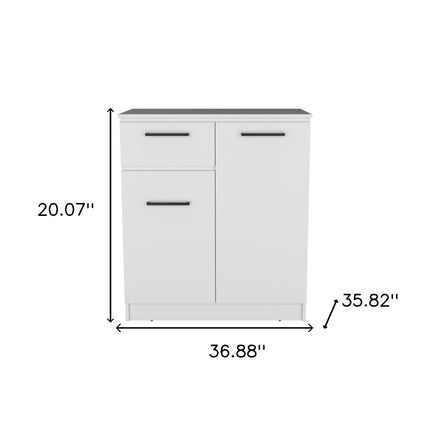 37" White Wood Accent Cabinet With Two Doors And One Drawer