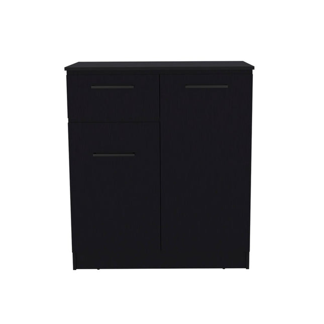 37" Black Wood Accent Cabinet With Two Doors And One Drawer