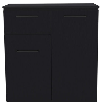 37" Black Wood Accent Cabinet With Two Doors And One Drawer