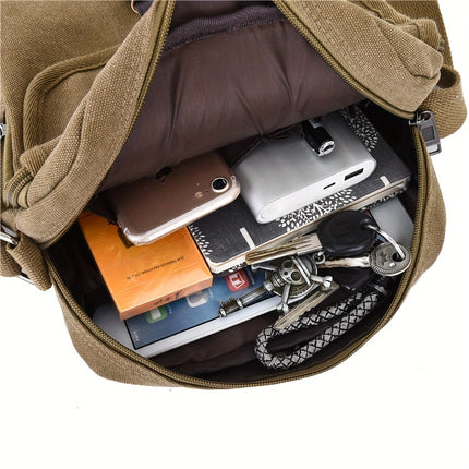 Large-capacity Shoulder Bag, Unisex Vintage Style, Multi-compartment Casual and Durable