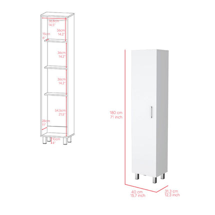 71" White Wood Pantry Or Storage Closet
