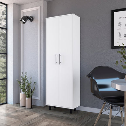 71" White Wood Two Door Pantry Or Storage Closet