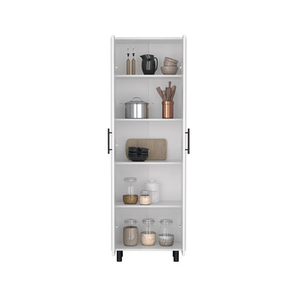 71" White Wood Two Door Pantry Or Storage Closet