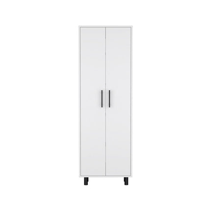 71" White Wood Two Door Pantry Or Storage Closet