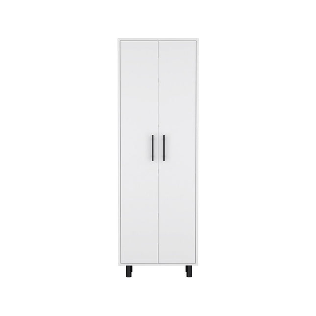 71" White Wood Two Door Pantry Or Storage Closet