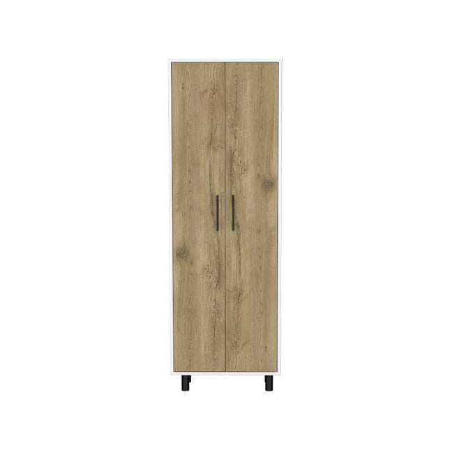 71" Beige Wood Two Door Pantry Or Storage Closet