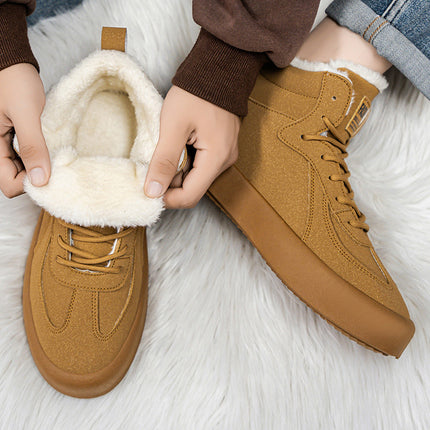 Men's Winter Warm Mid-Top Sneakers Slip-Resistant Traction Tread