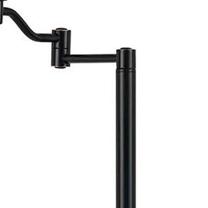 60" Bronze Swing Arm Floor Lamp With Beige Fabric Empire Shade