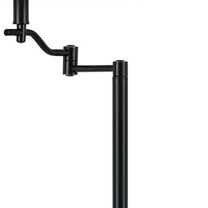 60" Bronze Swing Arm Floor Lamp With Beige Fabric Empire Shade
