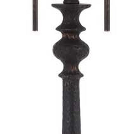 63" Rust Two Light Floor Lamp With Beige Fabric Square Shade