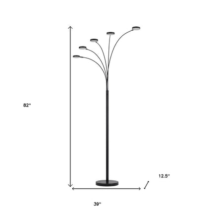 82" Bronze Five Light Led Arc Floor Lamp