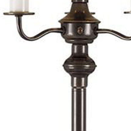 60" Bronze Metal Four Light Floor Lamp With Beige Fabric Square Shade