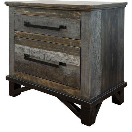 27" Brown Solid Wood Two Drawer Nightstand