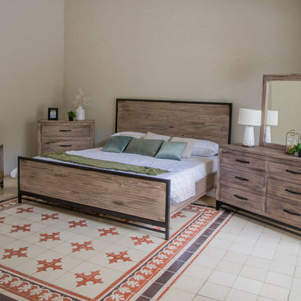 25" Brown Solid Wood Two Drawer Nightstand
