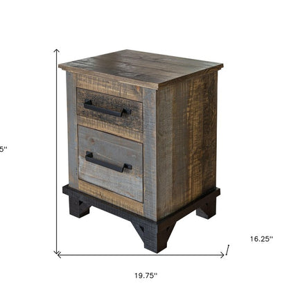 27" Brown Two Drawer Nightstand