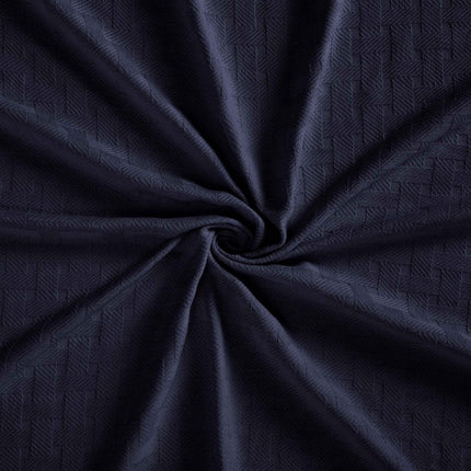 King Navy Blue Cotton Basketweave Geometric Blanket