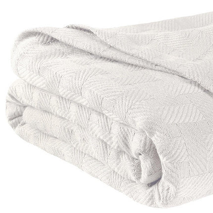 King White Cotton Basketweave Geometric Blanket