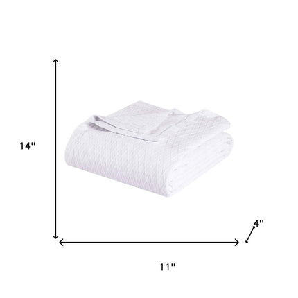 King White Cotton Plain Weave Geometric Blanket