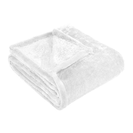 King White Fleece Plain Weave Plush Blanket