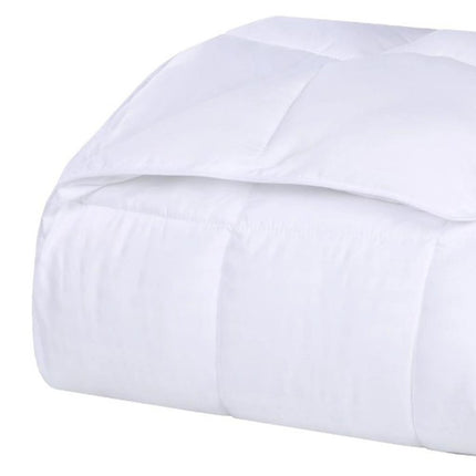 Twin White Cotton Plain Weave Striped Blanket