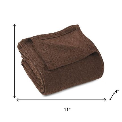 King Chocolate Cotton Waffle Weave Blanket