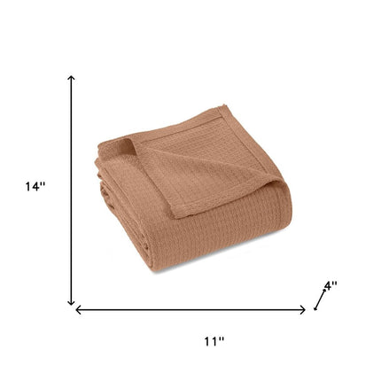 King Camel Cotton Waffle Weave Blanket