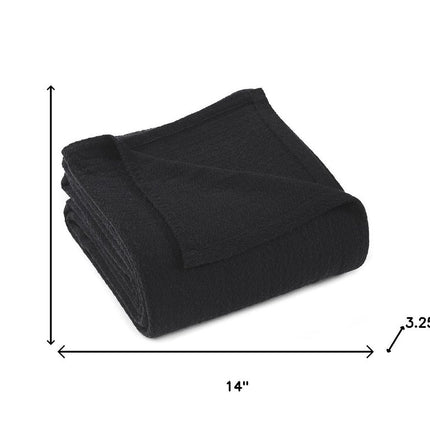Twin Black Cotton Waffle Weave Blanket