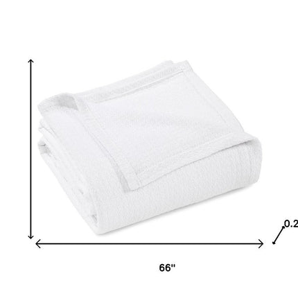 Twin White Cotton Waffle Weave Blanket