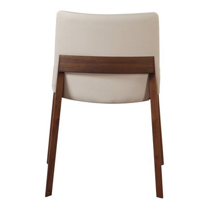 Set of Two White and Brown Faux Leather Dining Side Chairs