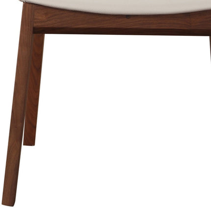 Set of Two White and Brown Faux Leather Dining Side Chairs