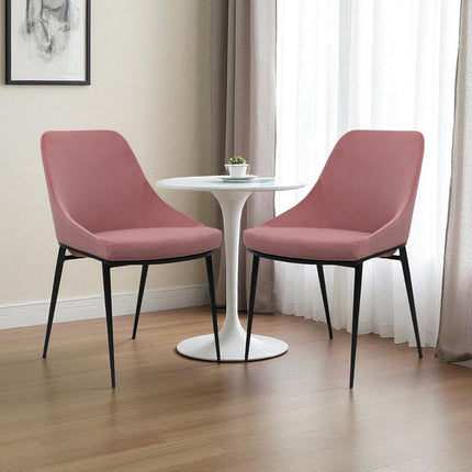 Set of Two Pink and Black Velvet Dining Side Chairs