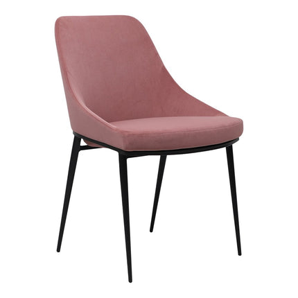 Set of Two Pink and Black Velvet Dining Side Chairs