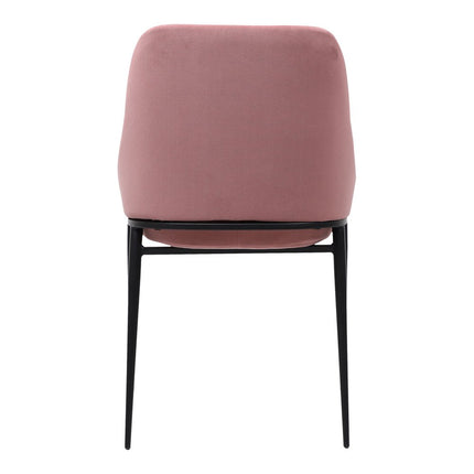 Set of Two Pink and Black Velvet Dining Side Chairs